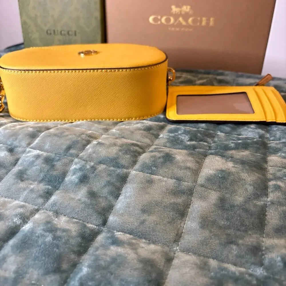 Michael Kors Crossbody Bag Set Yellow Leather Gold Hardware Small Everyday NWOT
